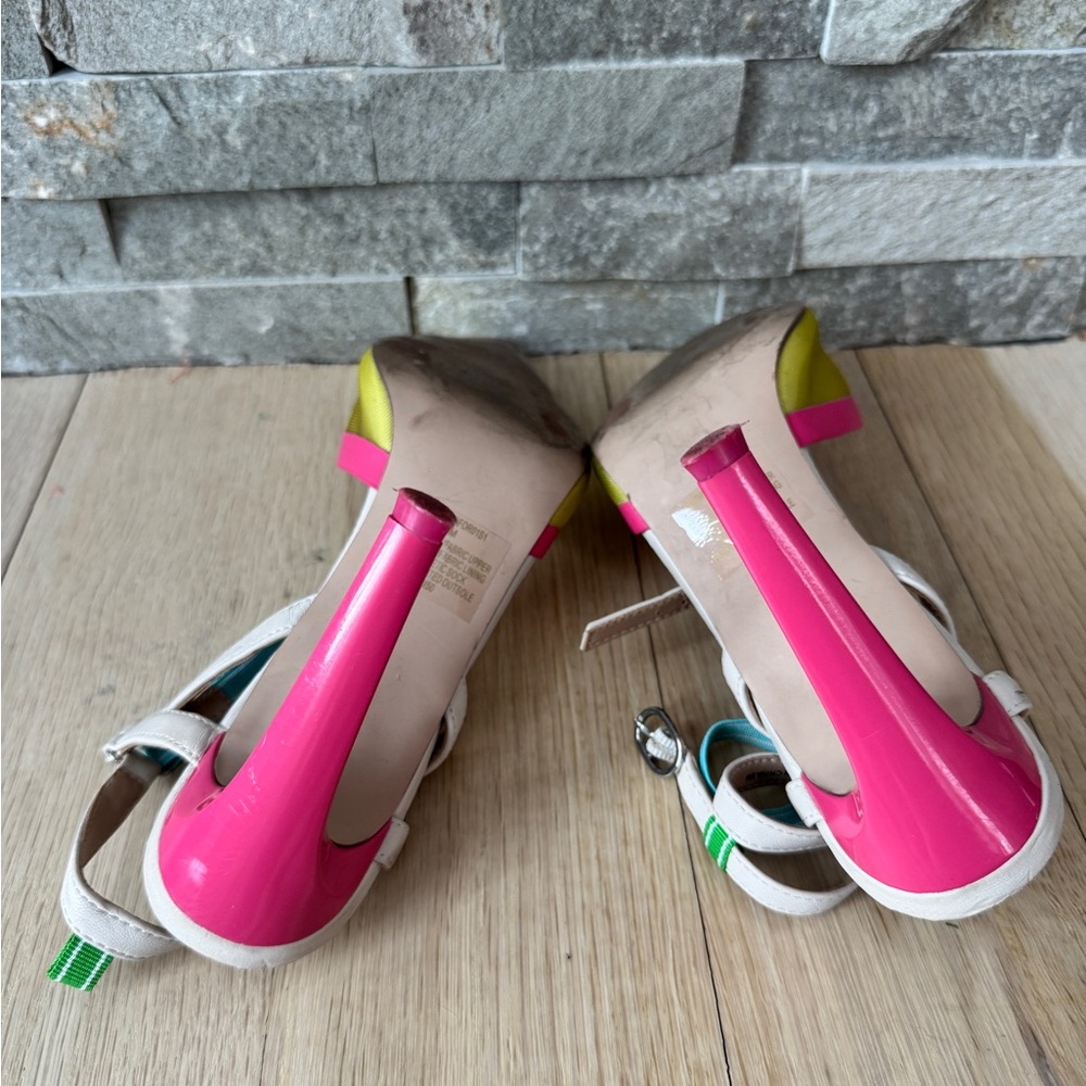 Steve Madden Aford Pointed Toe Heel Sandle In Yellow Pink Blue 8 - Picture 8 of 10